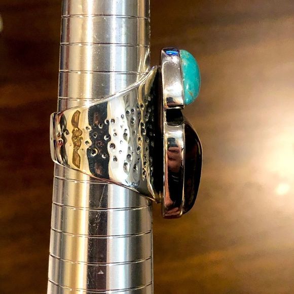 JAY KING Desert Rose Trading Company Turquoise Amber Sterling Silver Ring 8-3/4 - Picture 2 of 16